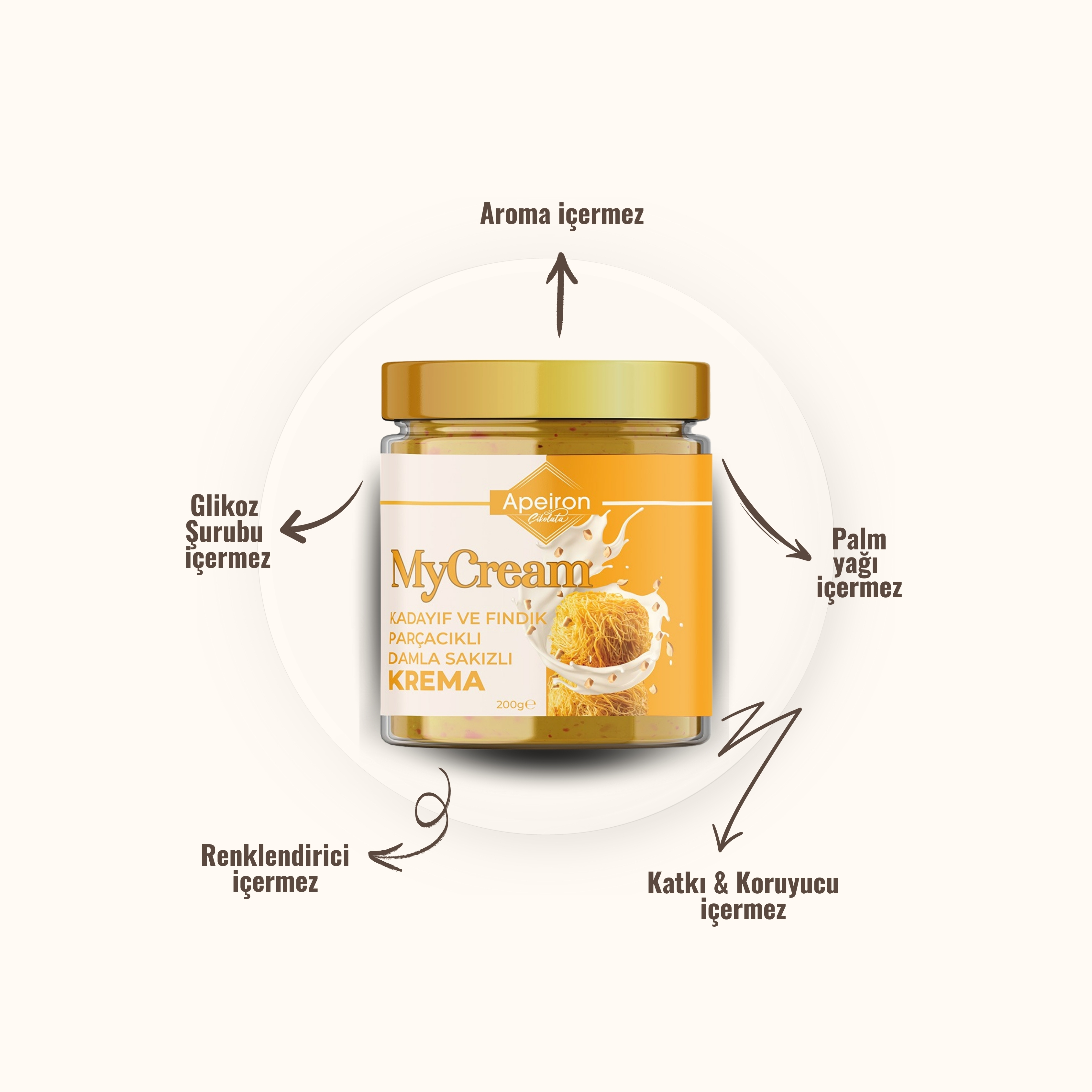 MyCream Kadayıf ve Fındık Parçacıklı Damla Sakızlı Krema 200 g